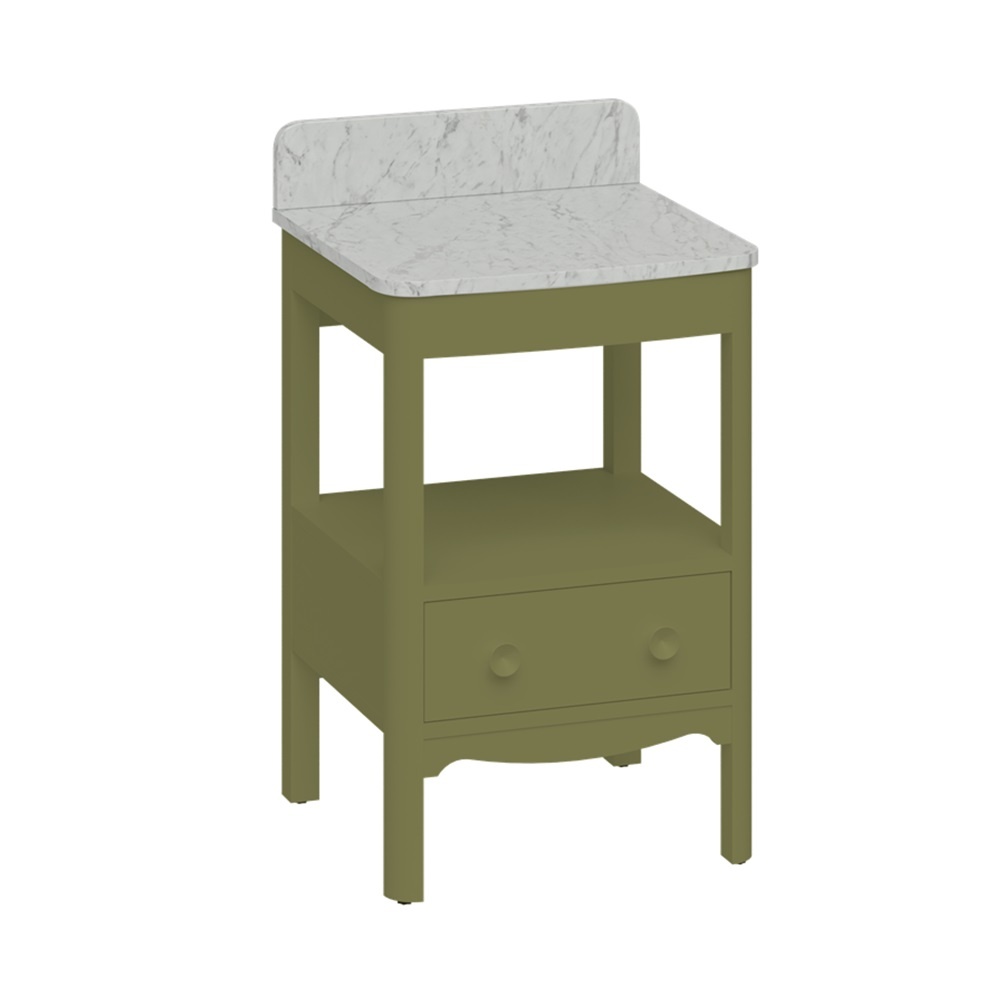 Product cut out image of Burlington Guild 560 Carlyle Green Furniture Unit and Carrara White Marble Effect Worktop GU5600DCG_FS GU560TMC